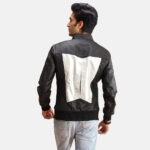 Silver Black Leather Bomber Jackets