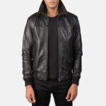 Amiri Black Leather Bomber Jackets