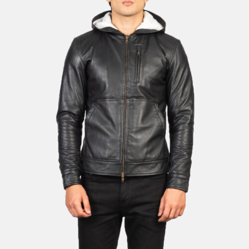 Hooded Leather Bomber Jacket