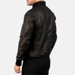 Distressed Black Leather Bomber Jackets