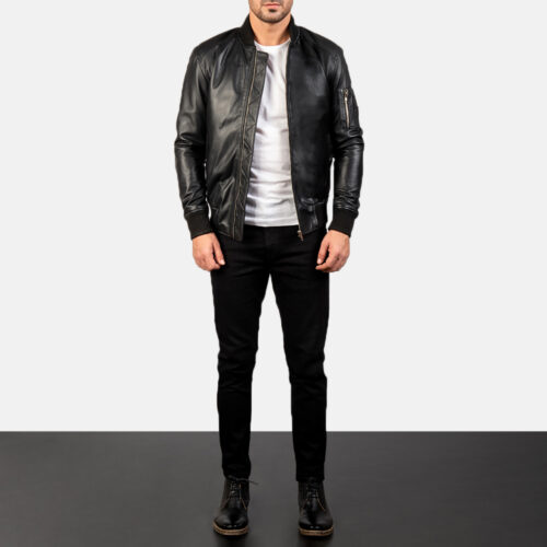 Ashby Black Leather Bomber Jackets